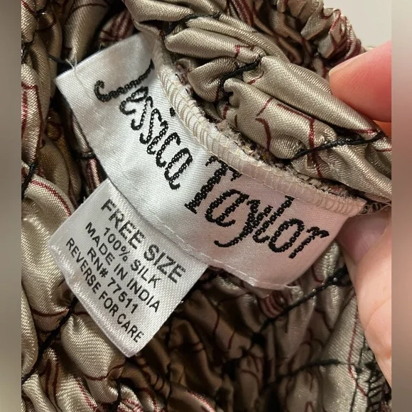 Jessica Taylor Skirt Maxi 100% SILK Patchwork stretch Free Size Small-Large BOHO - Picture 8 of 13